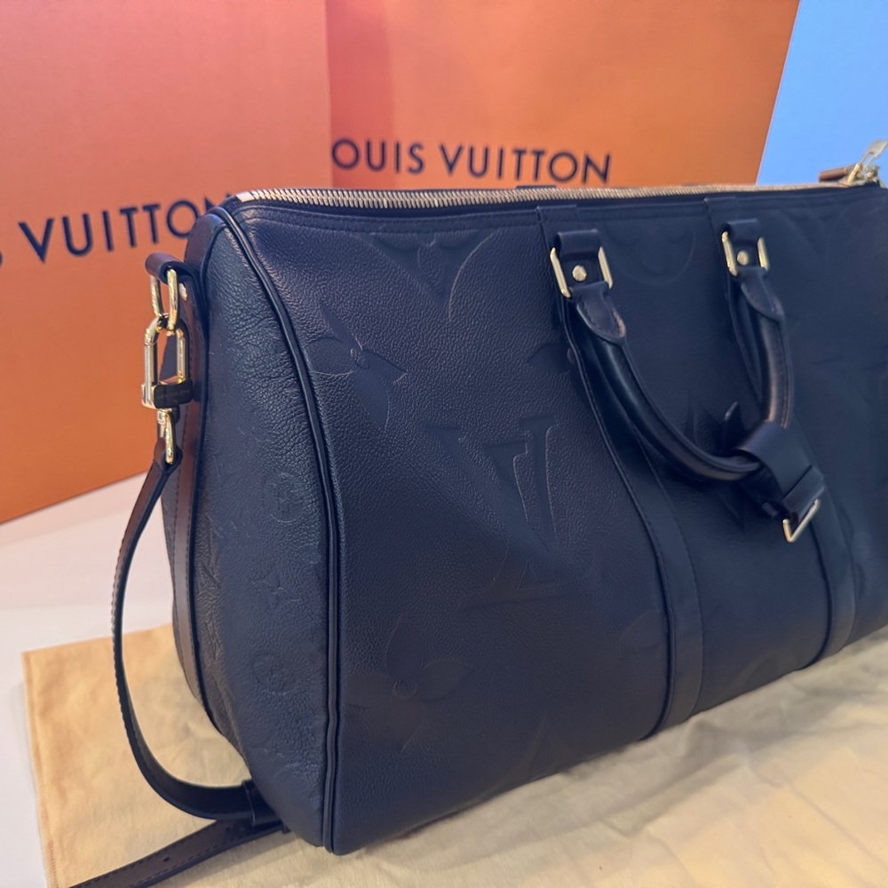 Louis Vuitton Keepall Bandoulière 45, Black Monogram LV Duffel Bag